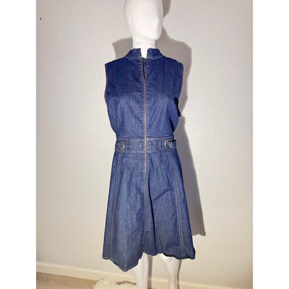 Eloquii Size 18 Sleeveless Denim Zip-Front Dress with Grommet - Picture 2 of 6